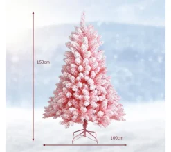 COSTWAY Sapin Et Accessoire^ Sapin De Noël Floque Artificiel 150 Cm Avec 680 Rameaux Pvc Support Metallique Pliable Couleur