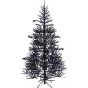 COSTWAY Sapin Et Accessoire^ Sapin De Noël Noir 180 Cm, 250 Lumieres Led Violette Et Accessoires D'Halloween