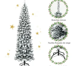 COSTWAY Sapin Et Accessoire^ Sapin De Noël/Arbre De Noël Artificiel Flocons De Neige 230 Cm, 641 Branches, Avec Aiguilles