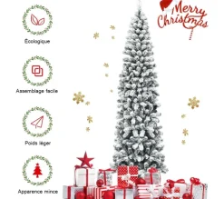 COSTWAY Sapin Et Accessoire^ Sapin De Noël/Arbre De Noël Artificiel Flocons De Neige 230 Cm, 641 Branches, Avec Aiguilles