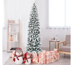 COSTWAY Sapin Et Accessoire^ Sapin De Noël/Arbre De Noël Artificiel Flocons De Neige 230 Cm, 641 Branches, Avec Aiguilles