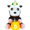 COSTWAY Anniversaire Et Autres Fêtes^ Squelette De Licorne Gonflable D'Halloween De 150 Cm Avec Citrouille, Décoration D'Halloween