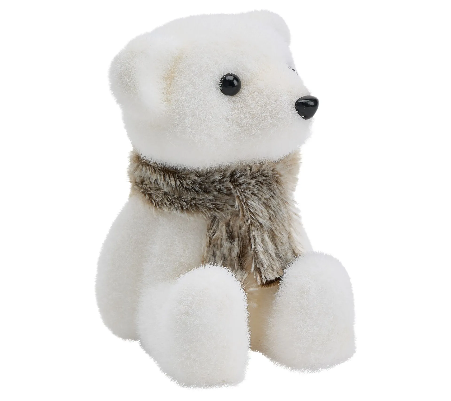 Online * Décoration A Poser H19 Cm Ours Echarpe Blanc