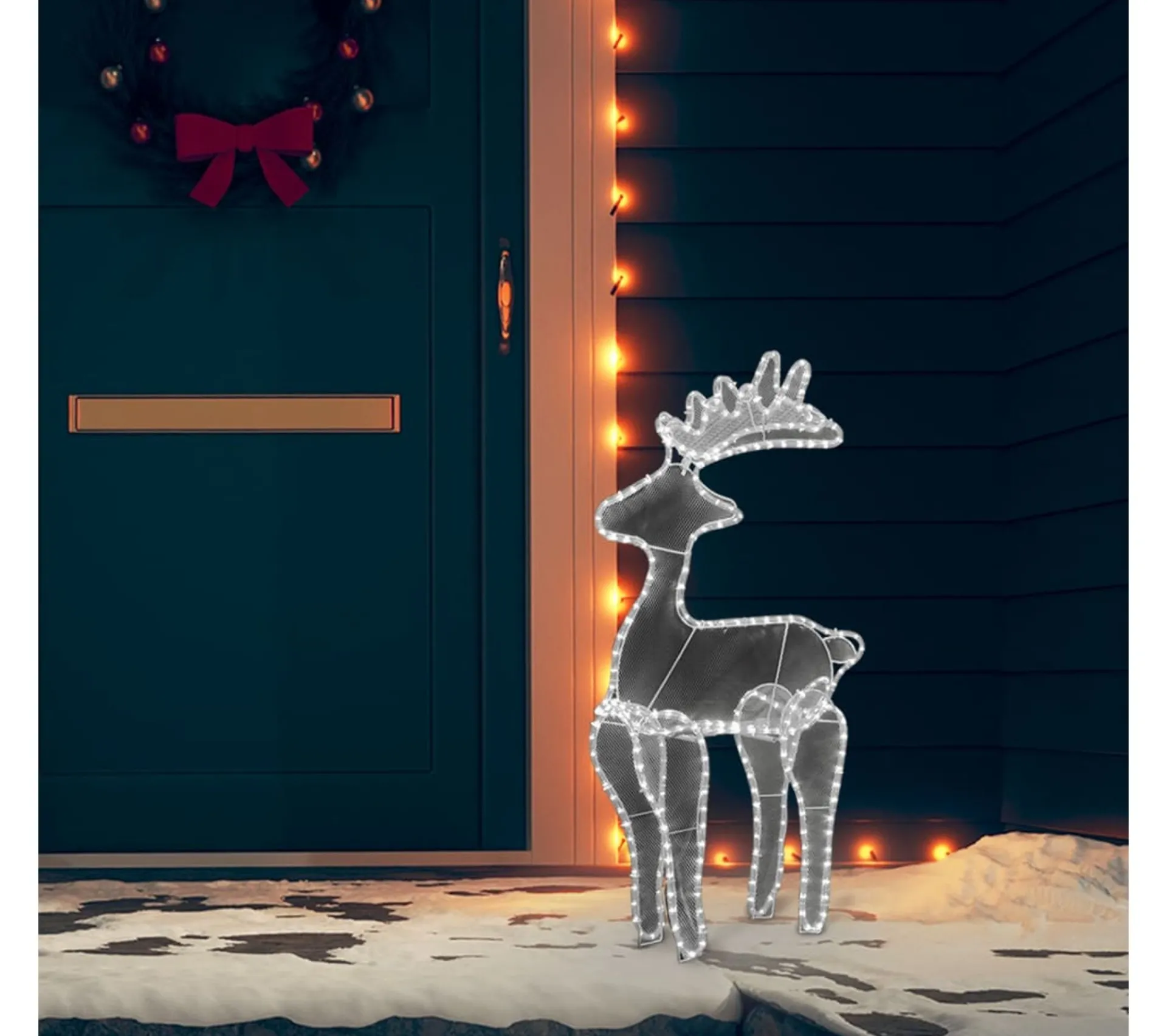Flash Sale * Décoration De Noël De Renne Avec Maille 306 Led 60X24X89 Cm