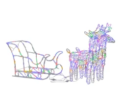 Fashion * Décoration De Noël Rennes Et Traineau 160 Led 130 Cm Acrylique