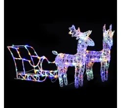 Fashion * Décoration De Noël Rennes Et Traineau 160 Led 130 Cm Acrylique