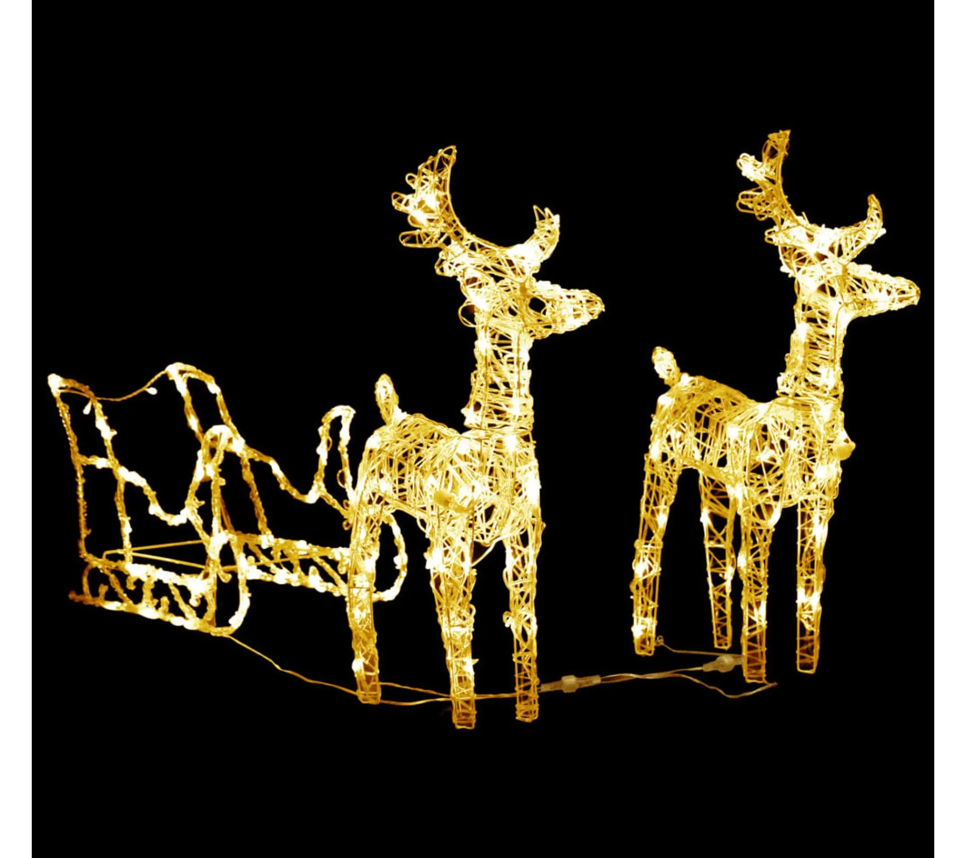 Best Sale * Décoration De Noël Rennes Et Traineau 160 Led 130 Cm Acrylique