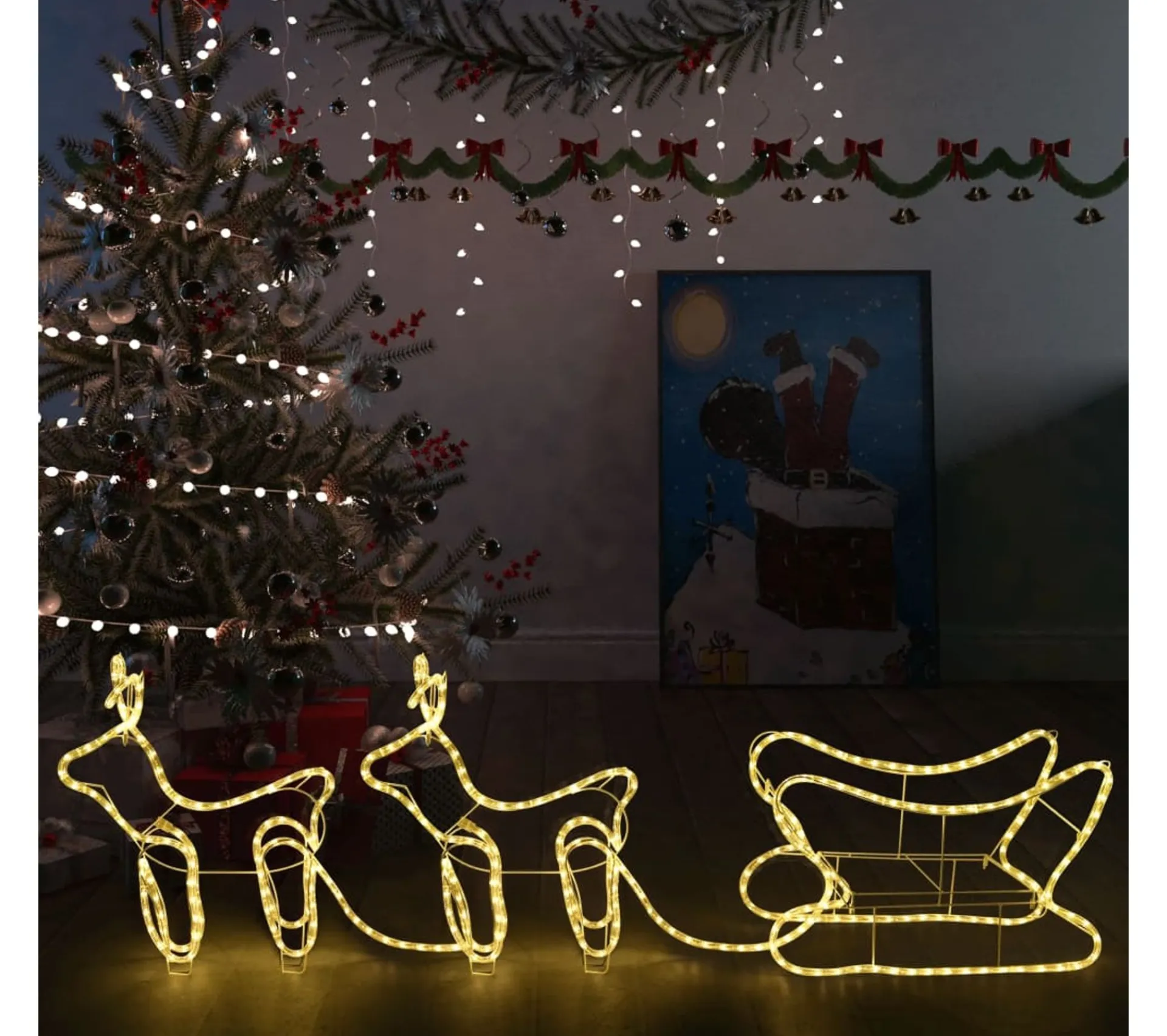 Flash Sale * Décoration De Noël Rennes Et Traineau 576 Led Exterieur