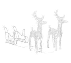 Sale * Décoration De Noël Rennes Et Traineau 160 Led 130 Cm Acrylique
