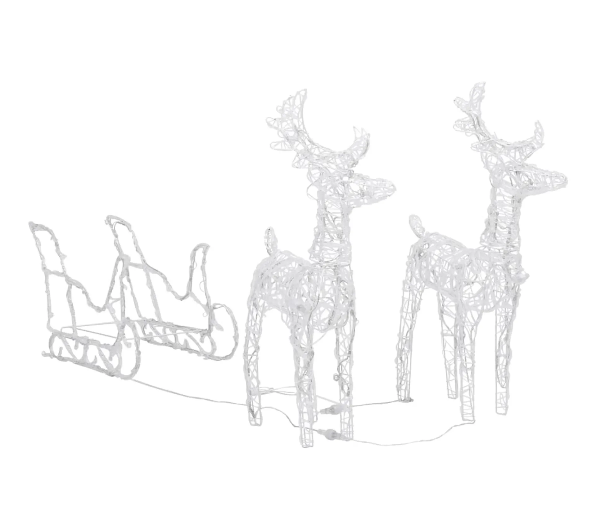 Sale * Décoration De Noël Rennes Et Traineau 160 Led 130 Cm Acrylique