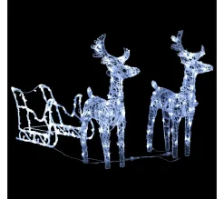 Sale * Décoration De Noël Rennes Et Traineau 160 Led 130 Cm Acrylique