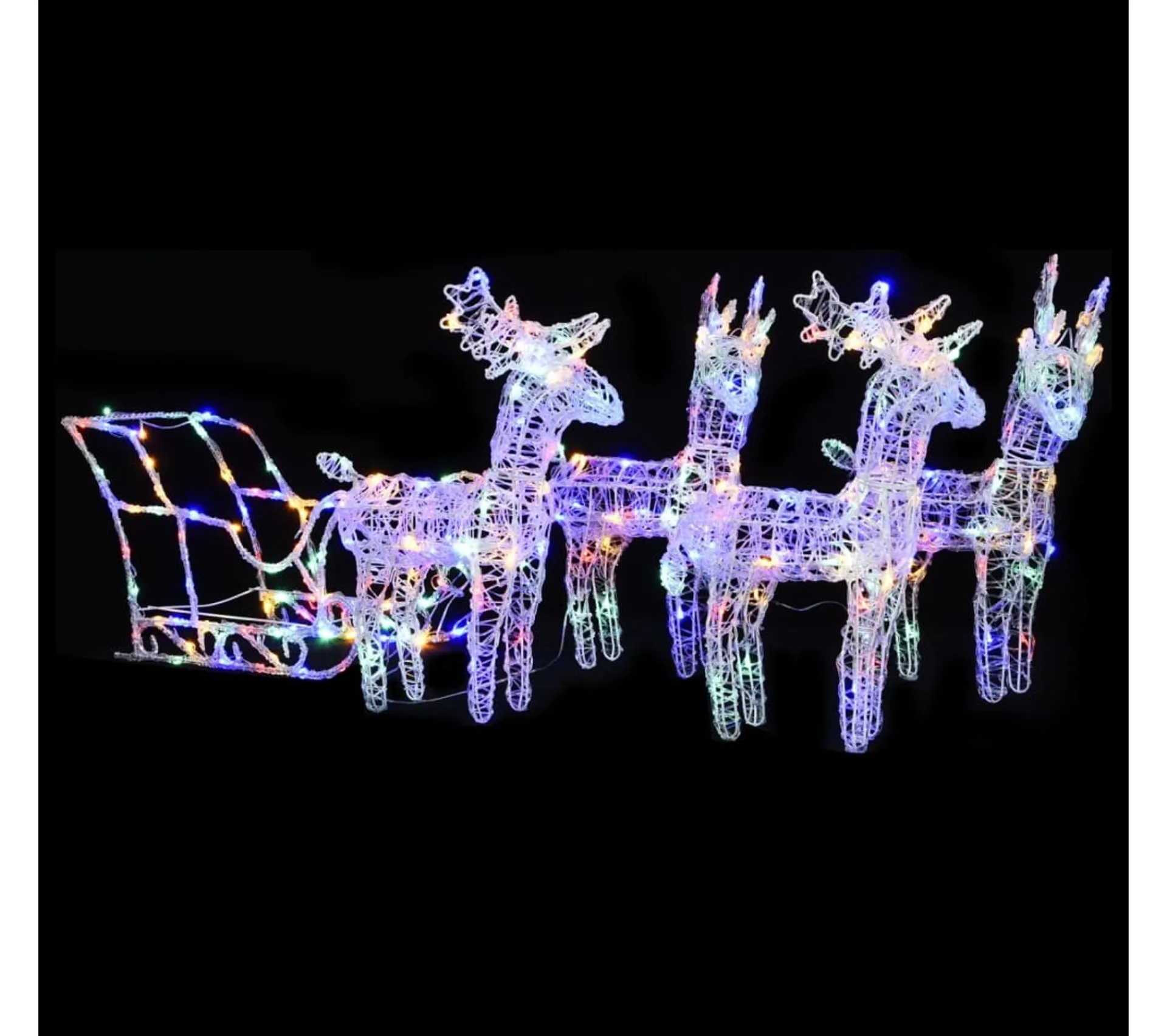 Shop * Décoration De Noël Rennes Et Traineau 280X28X55 Cm Acrylique