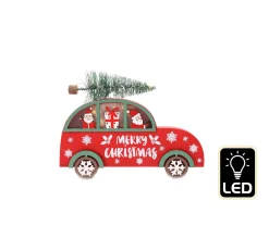 Clearance * Décoration Lumineuse Sapin Sur Voiture De Noël 20 Cm - Rouge