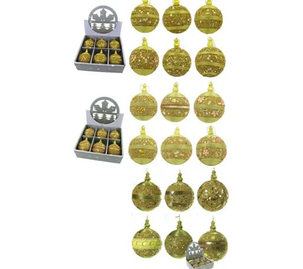 DOUCEUR D'INTERIEUR Guirlande Et Boule De Sapin^Douceur D'Interieur 6 Boules Décorees Or Sequins