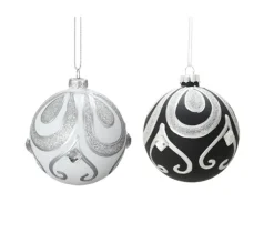 DOUCEUR D'INTERIEUR Guirlande Et Boule De Sapin^Douceur D'Interieur 2 Boules Blanche Et Noir De Noël