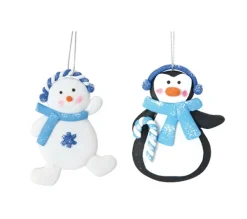 DOUCEUR D'INTERIEUR Guirlande Et Boule De Sapin^Douceur D'Interieur 2 Suspensions Penguin Et Bonhomme De Neige De Noël