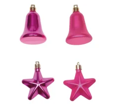 DOUCEUR D'INTERIEUR Guirlande Et Boule De Sapin^Douceur D'Interieur Set De 4 Décorations De Noël Cloches Et Etoiles Rose