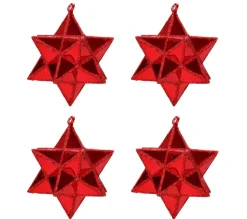 DOUCEUR D'INTERIEUR Guirlande Et Boule De Sapin^Douceur D'Interieur Set De 4 Etoiles De Noël Rouge
