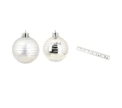 DOUCEUR D'INTERIEUR Guirlande Et Boule De Sapin^Douceur D'Interieur Set De 8 Boules De Noël Décor Rayures Argent