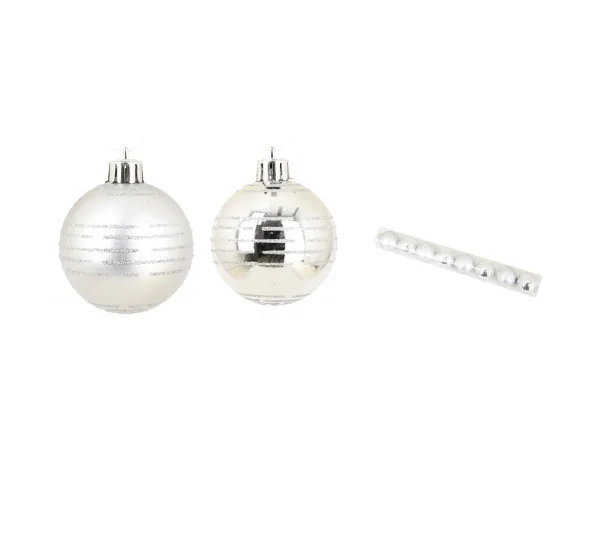 DOUCEUR D'INTERIEUR Guirlande Et Boule De Sapin^Douceur D'Interieur Set De 8 Boules De Noël Décor Rayures Argent