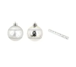DOUCEUR D'INTERIEUR Guirlande Et Boule De Sapin^Douceur D'Interieur Set De 8 Boules Décor Carreaux De Noël Argent