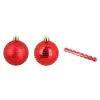 DOUCEUR D'INTERIEUR Guirlande Et Boule De Sapin^Douceur D'Interieur Set De 8 Boules De Noël Décor Raye Rouge