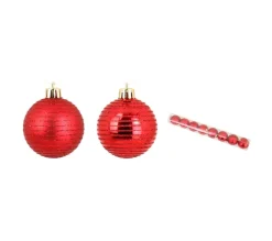 DOUCEUR D'INTERIEUR Guirlande Et Boule De Sapin^Douceur D'Interieur Set De 8 Boules De Noël Décor Raye Rouge