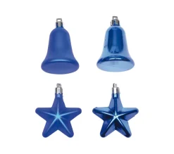DOUCEUR D'INTERIEUR Guirlande Et Boule De Sapin^Douceur D'Interieur Set De 4 Décorations De Noël Cloches Et Etoiles Bleu