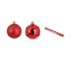 DOUCEUR D'INTERIEUR Guirlande Et Boule De Sapin^Douceur D'Interieur Set De 8 Boules Décor Carreaux De Noël Rouge