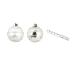 DOUCEUR D'INTERIEUR Guirlande Et Boule De Sapin^Douceur D'Interieur Set De 8 Boules De Noël Décor Raye Argent