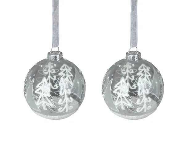 DOUCEUR D'INTERIEUR Guirlande Et Boule De Sapin^Douceur D'Interieur Set De Deux Boules De Noël Sapin Argente