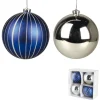 DOUCEUR D'INTERIEUR Guirlande Et Boule De Sapin^Douceur D'Interieur Set De 4 Boules Bleu Et Argent 15 Cm