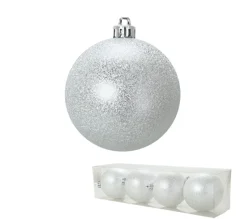 DOUCEUR D'INTERIEUR Guirlande Et Boule De Sapin^Douceur D'Interieur Set De 4 Boules Argent 8 Cm