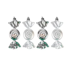 DOUCEUR D'INTERIEUR Guirlande Et Boule De Sapin^Douceur D'Interieur Set De 4 Suspensions Bonbons De Noël Argent