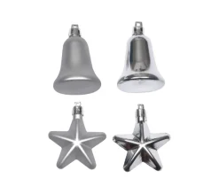 DOUCEUR D'INTERIEUR Guirlande Et Boule De Sapin^Douceur D'Interieur Set De 4 Décorations De Noël Cloches Et Etoiles Argent