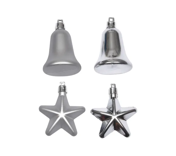 DOUCEUR D'INTERIEUR Guirlande Et Boule De Sapin^Douceur D'Interieur Set De 4 Décorations De Noël Cloches Et Etoiles Argent