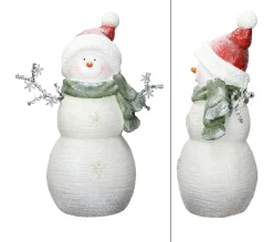 New ECD GERMANY Bonhomme De Neige Figurine 12 Led Décoration D'Hiver A Led Blanc Chaud 57 Cm