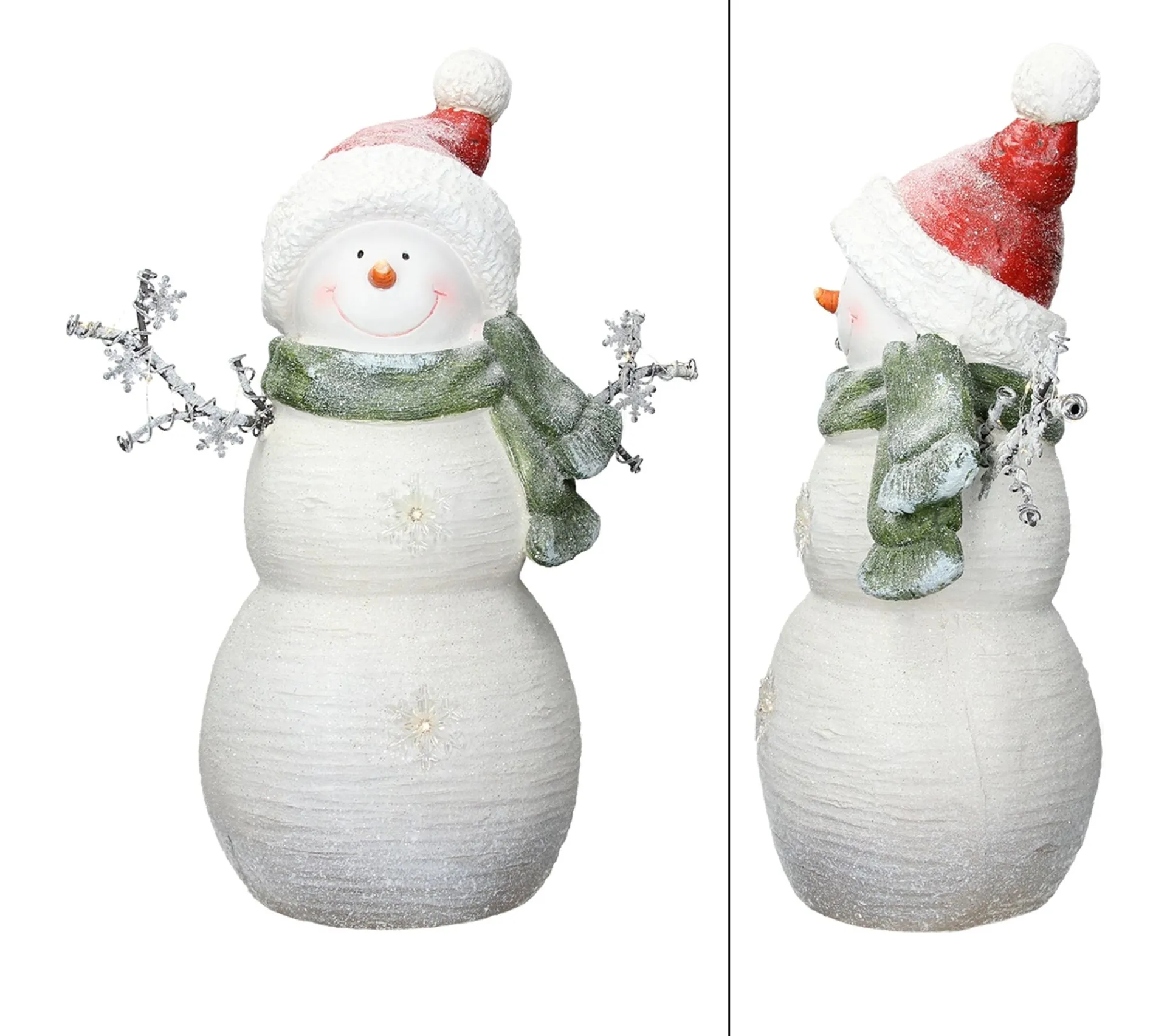 New ECD GERMANY Bonhomme De Neige Figurine 12 Led Décoration D'Hiver A Led Blanc Chaud 57 Cm