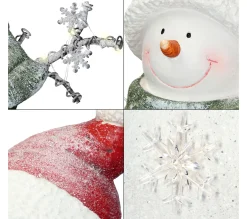 New ECD GERMANY Bonhomme De Neige Figurine 12 Led Décoration D'Hiver A Led Blanc Chaud 57 Cm