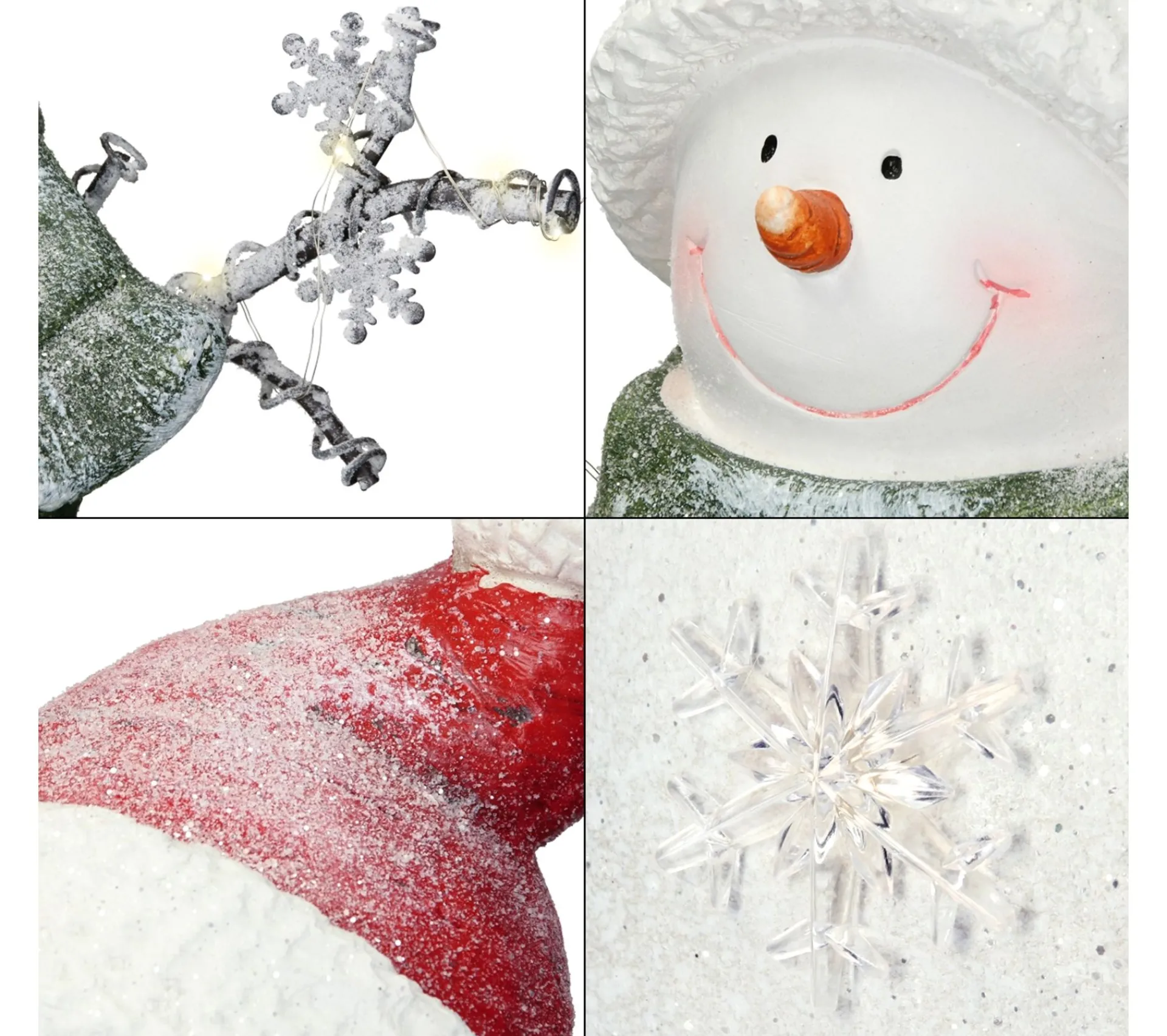 New ECD GERMANY Bonhomme De Neige Figurine 12 Led Décoration D'Hiver A Led Blanc Chaud 57 Cm