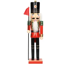 Discount ECD GERMANY Casse-Noisette Soldat En Bois Décoration De Noël Traditionnel Chapeau Noir 38 Cm