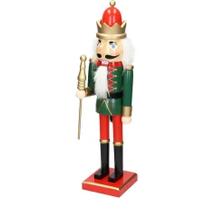 Clearance ECD GERMANY Casse-Noisette Soldat Bois Décoration De Noël Traditionnel Couronne Rouge 38 Cm