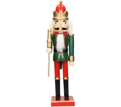 Clearance ECD GERMANY Casse-Noisette Soldat Bois Décoration De Noël Traditionnel Couronne Rouge 38 Cm