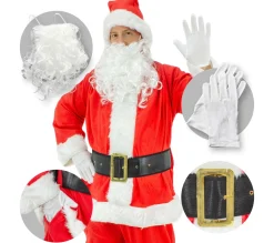 Best ECD GERMANY Costume De Pere Noël Rouge 9 Pcs Costume De Deguisement Adultes/Hommes De Noël