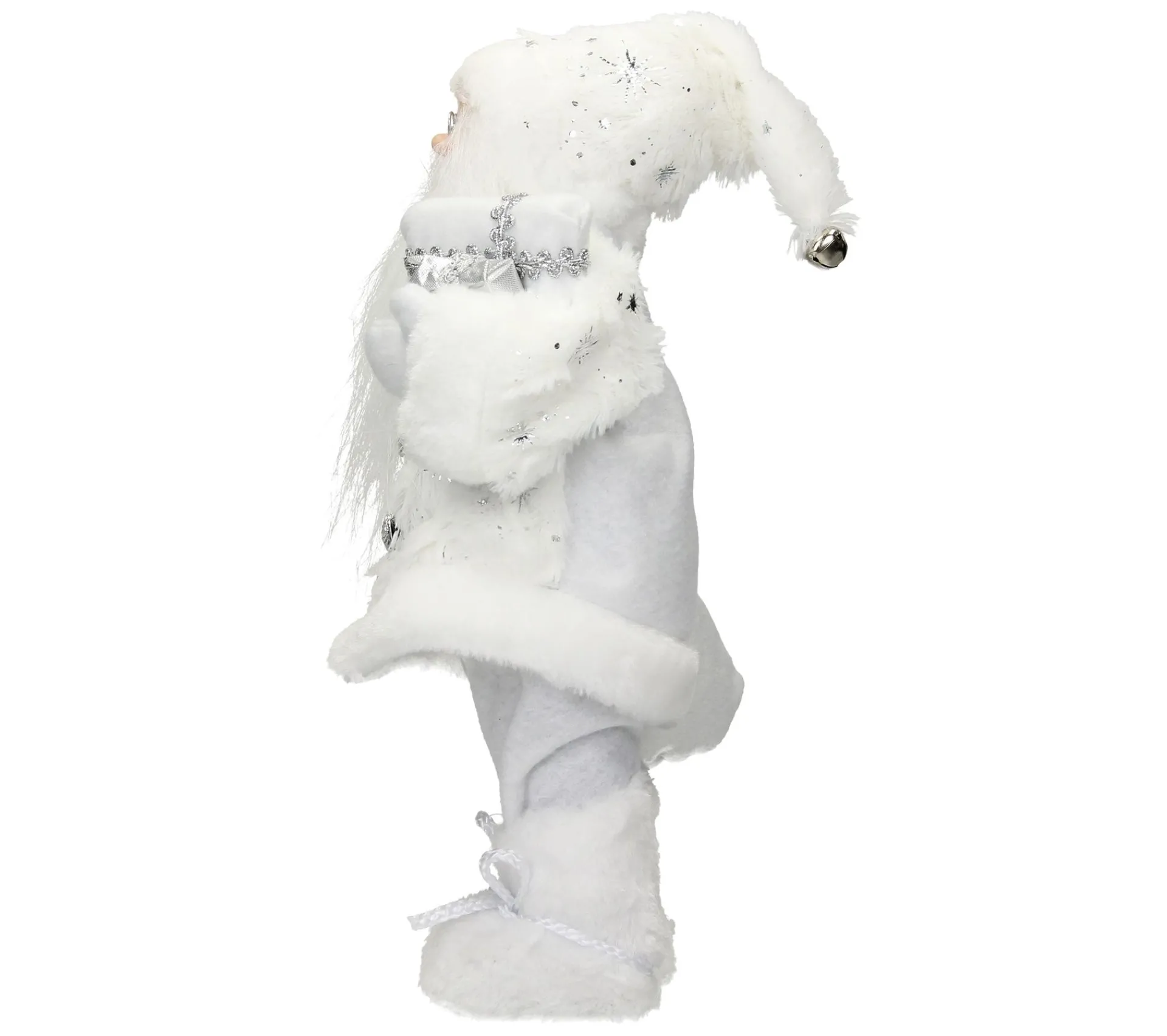 Flash Sale ECD GERMANY Décoration Pere Noël Figurine Statue Poupee De Collection Santa Claus Blanc 37Cm
