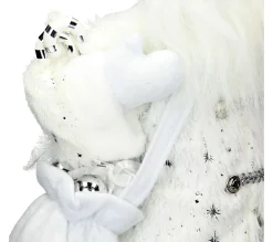 Flash Sale ECD GERMANY Décoration Pere Noël Figurine Statue Poupee De Collection Santa Claus Blanc 37Cm