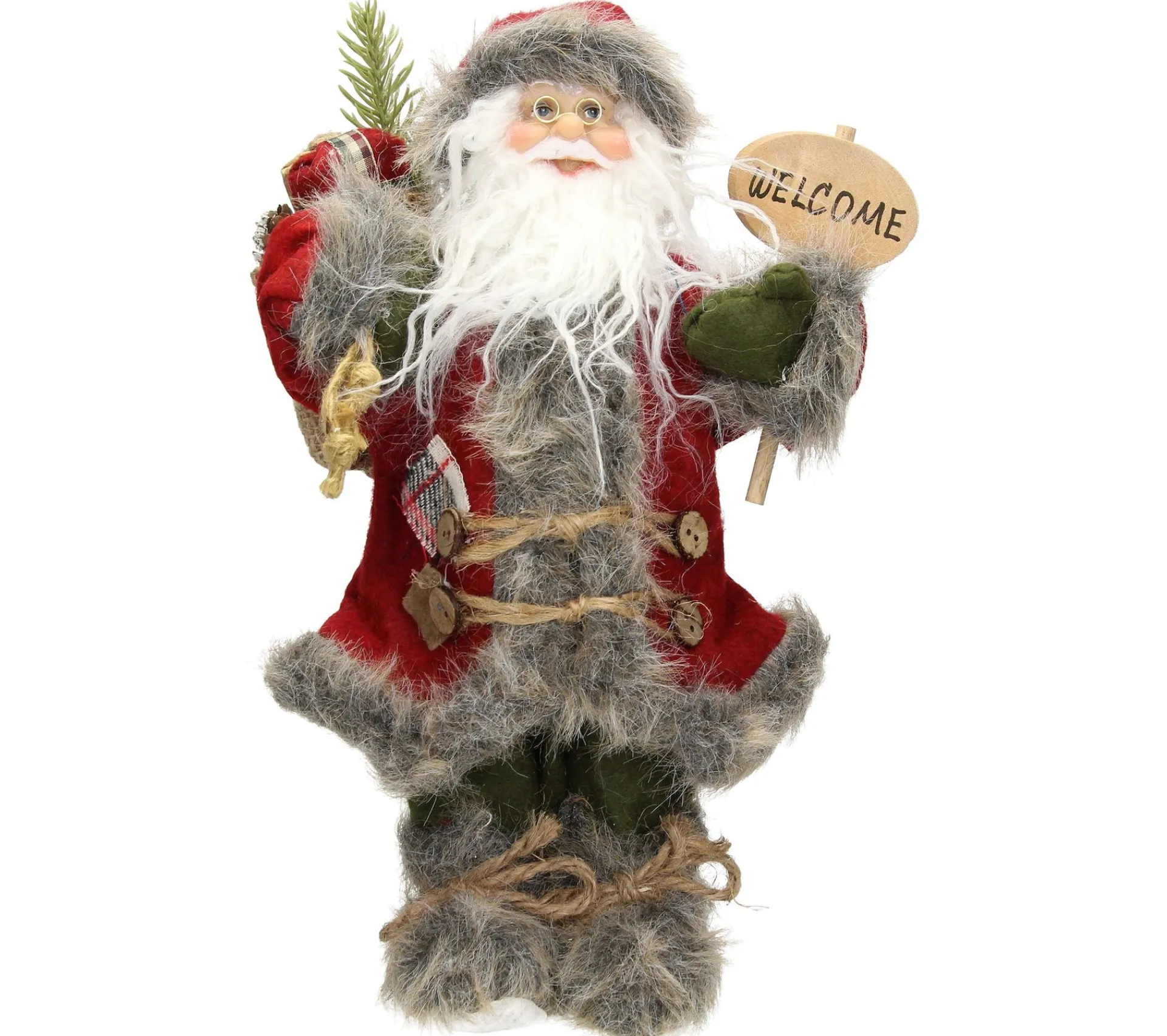 New ECD GERMANY Décoration Pere Noël Figurine Welcome De Noël Poupee De Collection Rouge 37 Cm