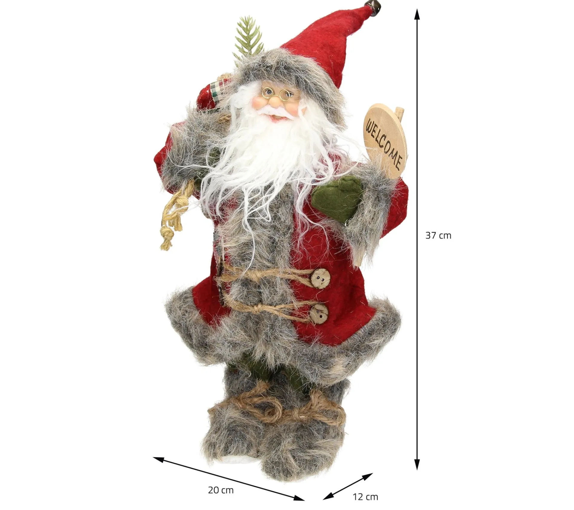 New ECD GERMANY Décoration Pere Noël Figurine Welcome De Noël Poupee De Collection Rouge 37 Cm