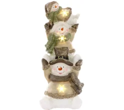Best Sale ECD GERMANY Figure De Bonhomme De Neige Led Illuminee Décoration Trio De Noël 70 Cm Interieur