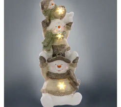 Best Sale ECD GERMANY Figure De Bonhomme De Neige Led Illuminee Décoration Trio De Noël 70 Cm Interieur
